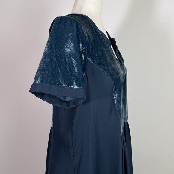 Maeve Anthropologie Velvet Dress Size Medium Green Mini Short Sleeve Tunic - Picture 12 of 14